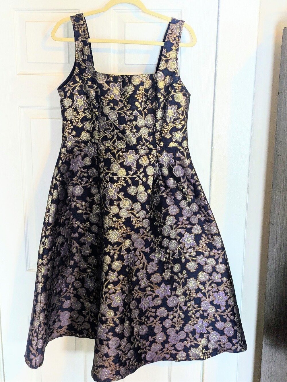 Francesca's Collections Navy Midi Dress with Textured Fabric